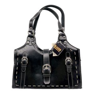 Blazer Boots Leather Handbag with hand stitching details